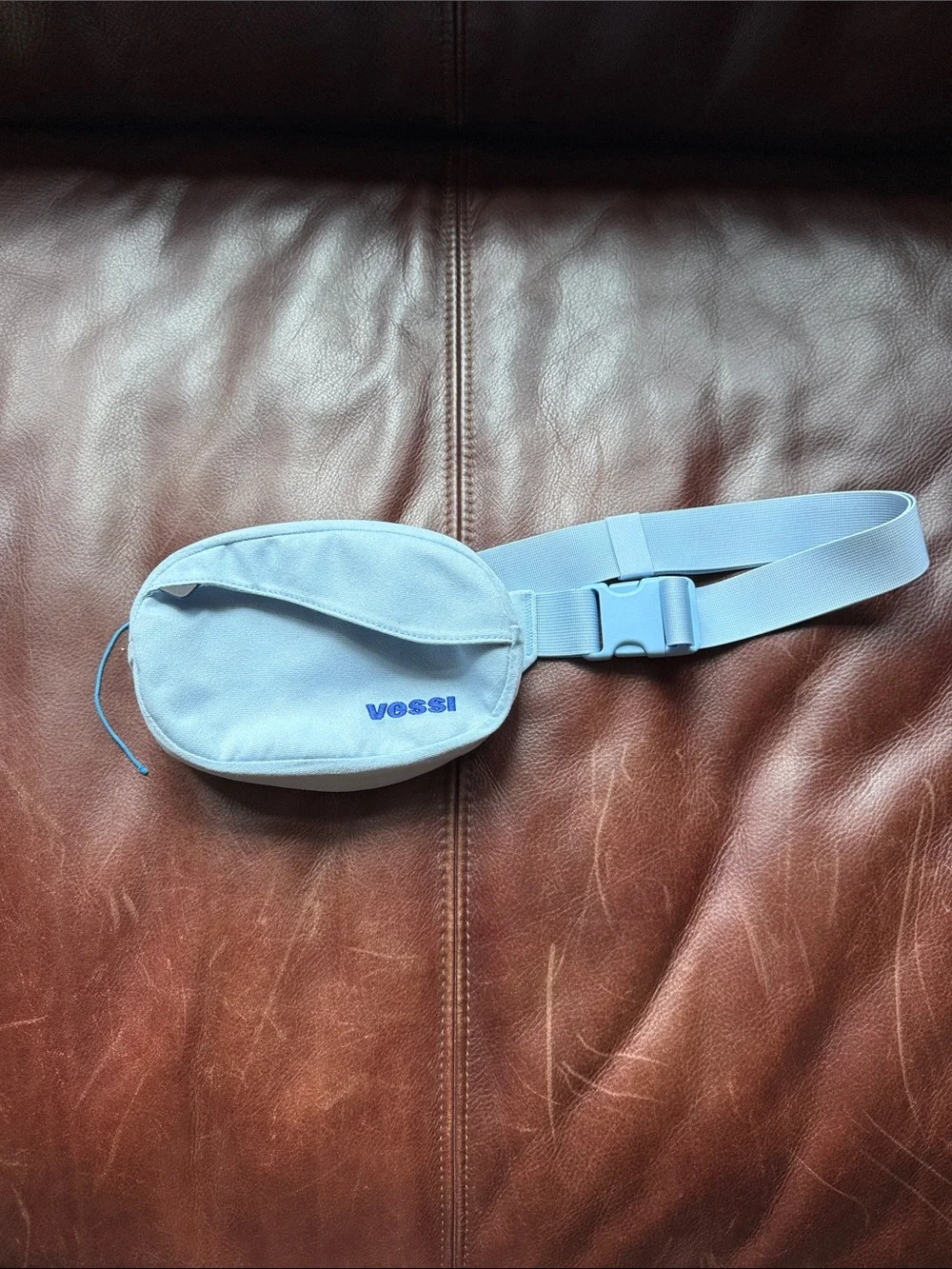 NWOT Vessi Powder Blue Canvas Belt Bag with Embroidered Logo